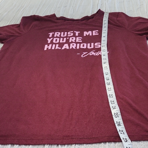 Torrid Maroon Classic Fit Tee with White Text - Picture 7 of 8